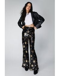 Nasty Gal - Star Sequin Flare Trousers - Lyst