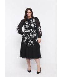 Coast - Plus Size Dahlia Floral Embroidered Midi Dress - Lyst