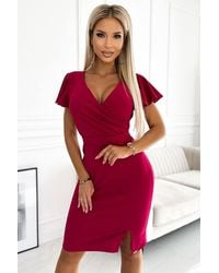 KDMD - Cocktail Dress Envelope Neck Belt Slit Style 188120 - Lyst