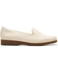 Clarks - Georgia Cream Leather Slip Ons - Lyst