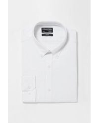 DEBENHAMS - White Long Sleeve Slim Fit Oxford Shirt - Lyst