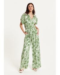 Liquorish - Leaf Printed Jumpsuit - Lyst