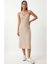 Happiness İstanbul - V-Neck Sleeveless Midi Slip Dress - Lyst