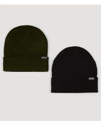 Larsson & Co - Olive & Black 2 Pack Knitted Beanie Hat - Lyst