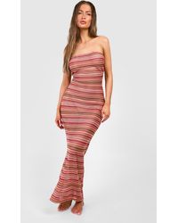 Boohoo - Stripe Crochet Bandeau Beach Maxi Dress - Lyst