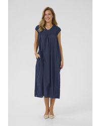Kaffe - Kathua V-Neck Cap Sleeve Midi Dress - Lyst