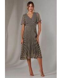 Jolie Moi - Chiffon Pleated Wrap Midaxi Dress - Lyst