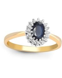 Jewelco London - 9Ct Diamond Sapphire Classic Royal Cluster Ring 9Mm - Lyst
