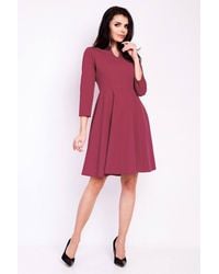 Love Lace - Viscose 3/4 Sleeve Fit & Flare Dress With Zip - Lyst