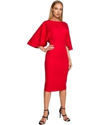Love Lace - Stretch Short Sleeve Midi Dress With Ruffles - Lyst