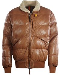 Parajumpers - Alf Leather Clay Brown Distressed Leather Bomber Jacket - Lyst