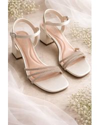 LARANGE - Rhinestone Block Heels Party Sandals Wide Fit - Lyst