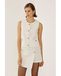 Hiccup - Button Detailed Tweed Vest - Lyst