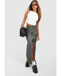 Boohoo - Vintage Look Faux Leather Maxi Skirt - Lyst