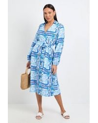 Wallis - Summer Tropical Belted Midi Dress - Lyst