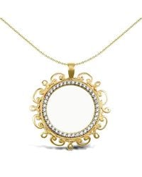 Jewelco London - 9Ct Scroll Frame Half Sovereign Coin Mount Pendant Cz Bezel - Lyst