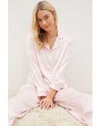 Dorothy Perkins - Pink Heart Satin Revere Shirt And Trouser Set - Lyst