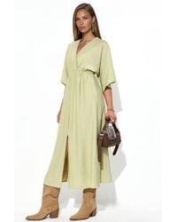Busem - V-Neck Midi Wrap Dress With Three Quarter Sleeves - Lyst