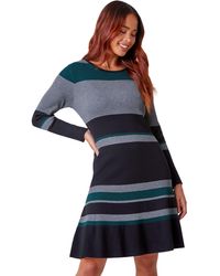 Roman - Petite Stripe Stretch Knit Dress - Lyst