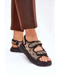 Love Lace - Textile Platform Sandals With Patterned Upper & Velcro Straps - Lyst