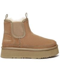EverAu Australia - Real Wool Shoveler Leather Platform Short Chelsea Boots With Eva Sole - Lyst