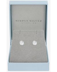 Simply Silver - Sterling Plated Solitaire Earrings - Lyst