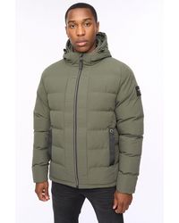 Crosshatch - Kampnew Hooded Quilted Puffer Jacket With Embossed Detail - Lyst