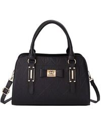 MODISHION - Geometric Textured Top Handle Bag With Decorative Bow - Lyst