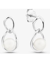 T.H.Baker - Sterling Freshwater Pearl Link Dropper Earrings Eow70222Fw - Lyst