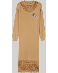 Enorsia - Lace Detail Long Sleeve Midi Dress - Lyst