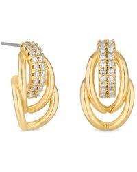 Jon Richard - Gold Plated Polished And Pave Door Knocker Earrings - Lyst