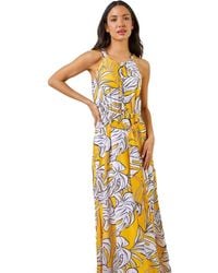 Roman - Tropical Leaf Print Maxi Dress - Lyst