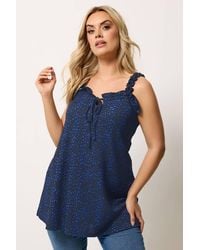 Yours - Spot Print Frill Vest Top - Lyst
