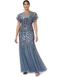 Adrianna Papell - Beaded Illusion Long Gown - Lyst