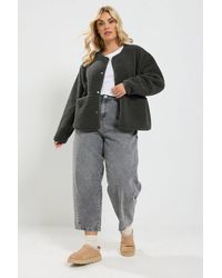 Yours - Collarless Fleece Jacket - Lyst