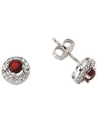 Jewelco London - Silver Red Cz Halo Stud Earrings - Gve396ru - Lyst
