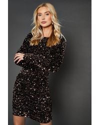 Dorothy Perkins - Ruched Velvet Sequin Mini Dress - Lyst
