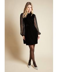 Dorothy Perkins - Dp Luxe Velvet Metallic Jacquard Sleeve Mini Dress - Lyst