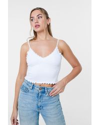 Pink Vanilla - Lace Cami Rib Top - Lyst