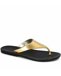 Spot on - Metallic Toe Post Flat Sandals - Lyst