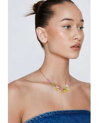 Nasty Gal - Flower & Pearl Necklace - Lyst