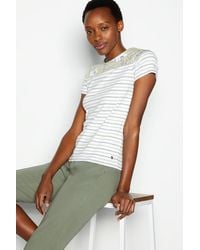 MAINE - Meadow Floral Yoke Stripe T-shirt - Lyst