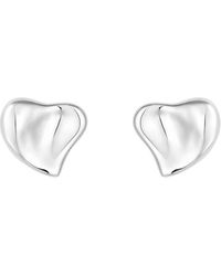 Simply Silver - Sterling Silver 925 Thumbprint Heart Stud Earrings - Lyst