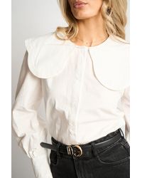 SARTA - Pilgrim Collar Embroidered Cotton Shirt - Lyst
