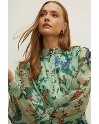 Oasis - Trailing Flower Organza Mini Shirt Dress - Lyst