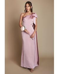 Coast - Bow & Drape Detail One Shoulder Satin Bridesmaid Dress - Lyst