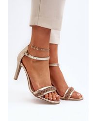 Love Lace - Stiletto Heeled Sandals With Buckle & Embellishment - Lyst
