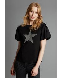 Dorothy Perkins - Sequin Star Puff Sleeve T-shirt - Lyst