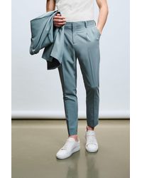 Burton - Tapered Fit Green Pleat Suits Trousers - Lyst