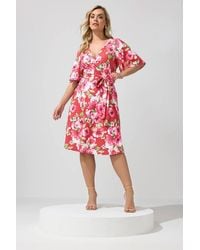 Yours - Floral Wrap Skater Dress - Lyst